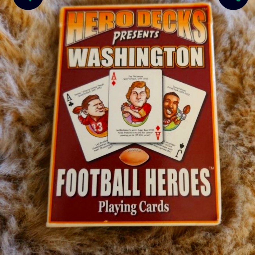 WASHINGTON REDSKINS COMMANDERS DECK OF NEW PLAYING CARDS